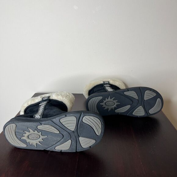 UGG Metro Tas Suede Ankle Boot Sz 8 Black Boho Sheepskin Sherpa Lined Winter - Picture 5 of 9